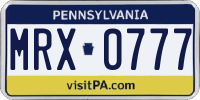 PA license plate MRX0777