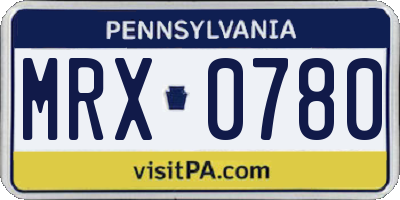 PA license plate MRX0780