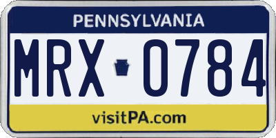 PA license plate MRX0784