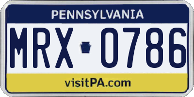 PA license plate MRX0786