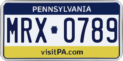 PA license plate MRX0789