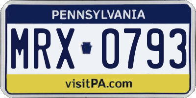 PA license plate MRX0793