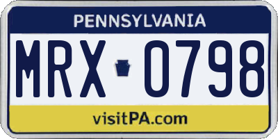 PA license plate MRX0798