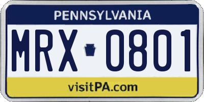 PA license plate MRX0801
