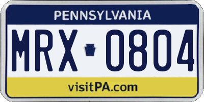 PA license plate MRX0804