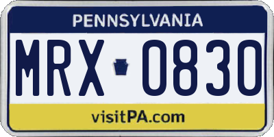 PA license plate MRX0830