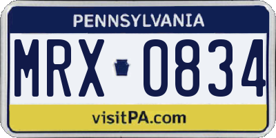 PA license plate MRX0834