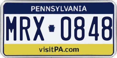 PA license plate MRX0848