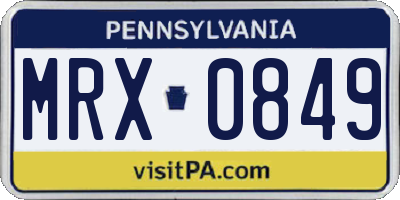 PA license plate MRX0849