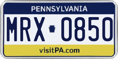 PA license plate MRX0850