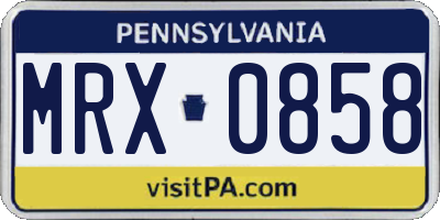 PA license plate MRX0858