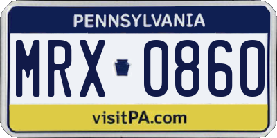 PA license plate MRX0860