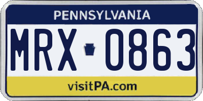 PA license plate MRX0863