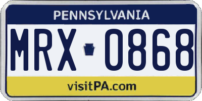PA license plate MRX0868