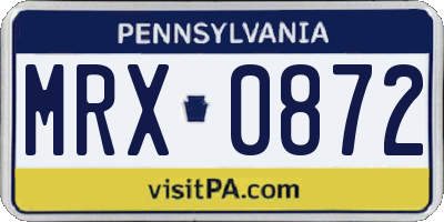 PA license plate MRX0872