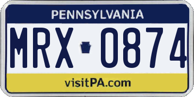 PA license plate MRX0874
