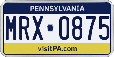 PA license plate MRX0875