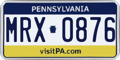 PA license plate MRX0876