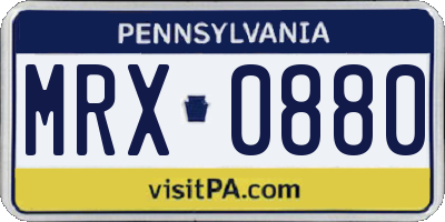 PA license plate MRX0880