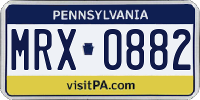 PA license plate MRX0882