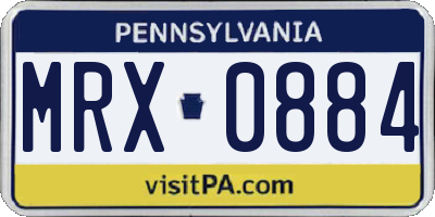 PA license plate MRX0884