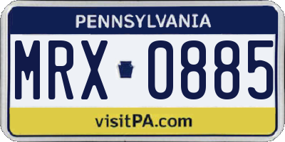 PA license plate MRX0885