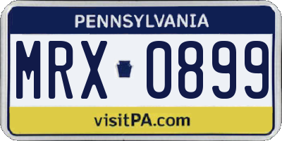 PA license plate MRX0899