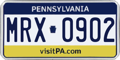 PA license plate MRX0902