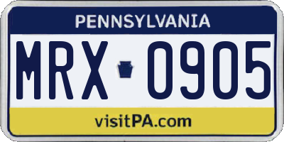 PA license plate MRX0905