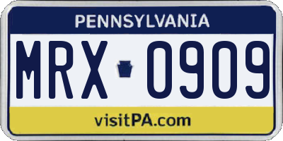 PA license plate MRX0909