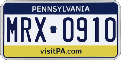 PA license plate MRX0910