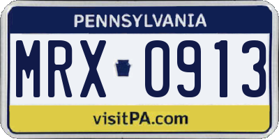 PA license plate MRX0913