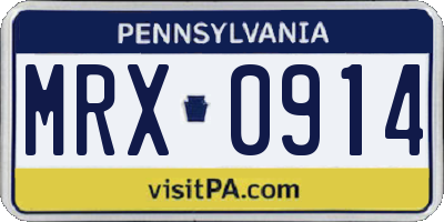 PA license plate MRX0914