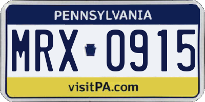 PA license plate MRX0915