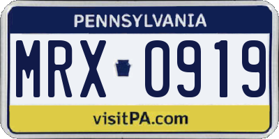 PA license plate MRX0919