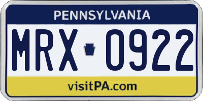 PA license plate MRX0922