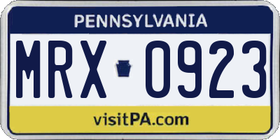 PA license plate MRX0923