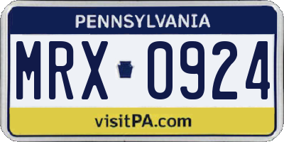 PA license plate MRX0924