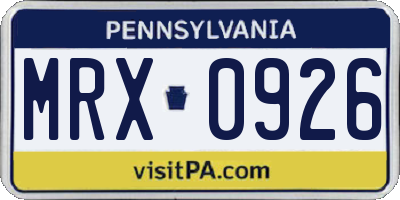 PA license plate MRX0926