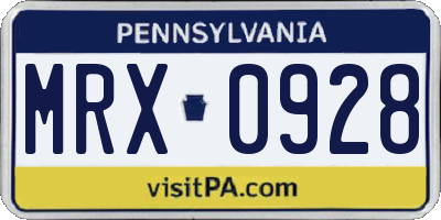 PA license plate MRX0928