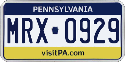 PA license plate MRX0929