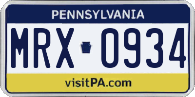 PA license plate MRX0934