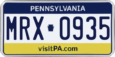 PA license plate MRX0935
