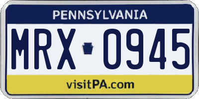 PA license plate MRX0945