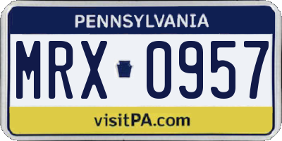 PA license plate MRX0957