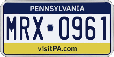 PA license plate MRX0961