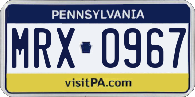 PA license plate MRX0967