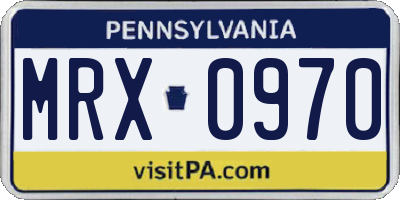 PA license plate MRX0970