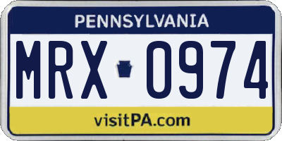 PA license plate MRX0974