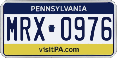 PA license plate MRX0976